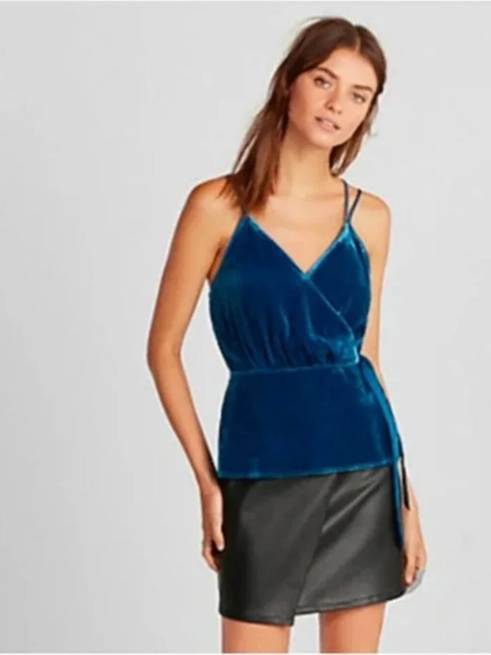 Express Blue Velvet Wrap Cami Size Small